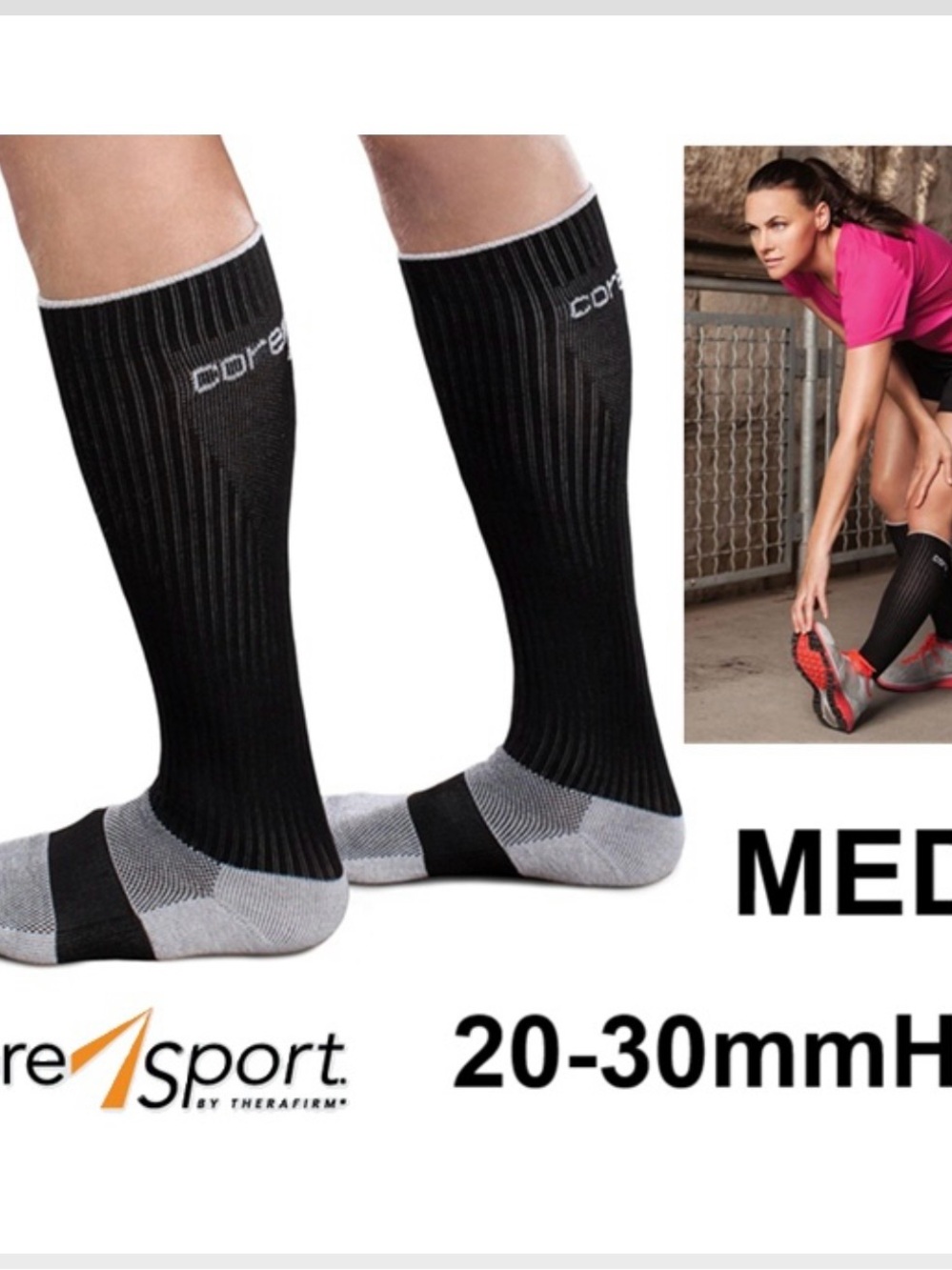 Core Sport Compression Knee-High Socks - Black/Grey